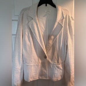 Maurices Cream Blazer with Thin Black Stripes